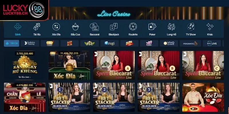 Giới thiệu chung về sảnh Casino Lucky88